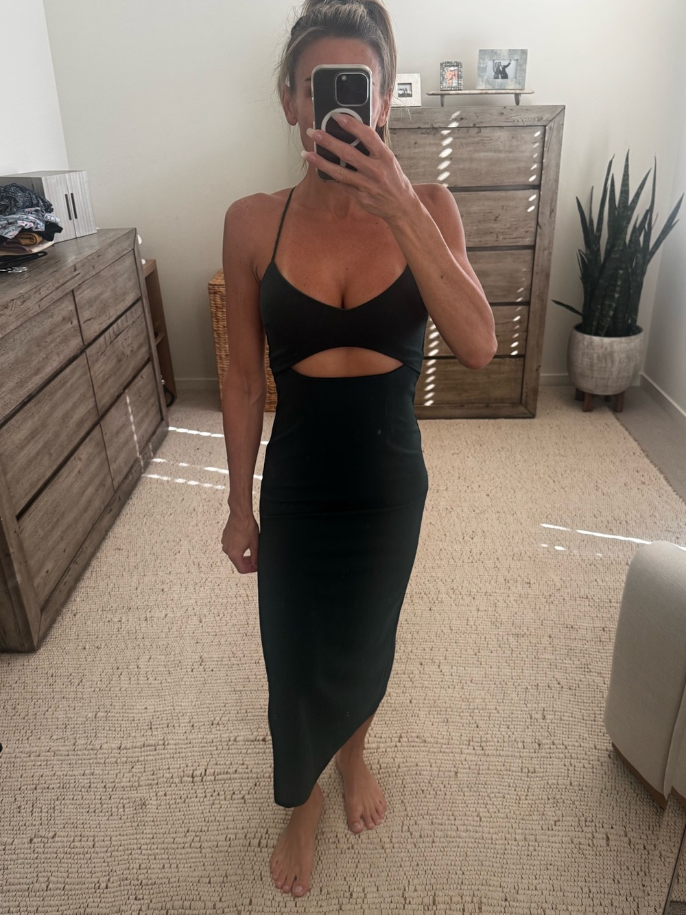 Emerald Green Cutout Midi Skirt - Women's Sleek Bodycon